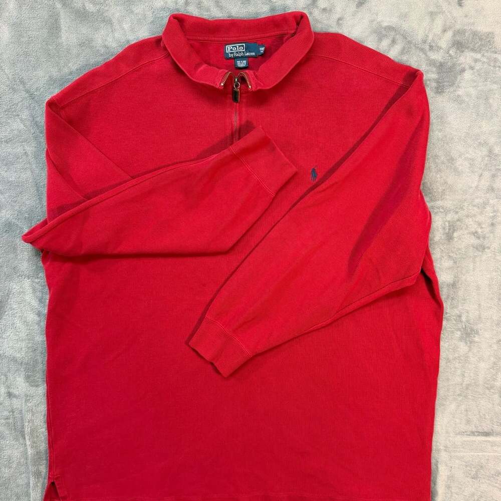 Polo By Ralph Lauren Quarter Zip Pullover Size 3XLT Red Cotton